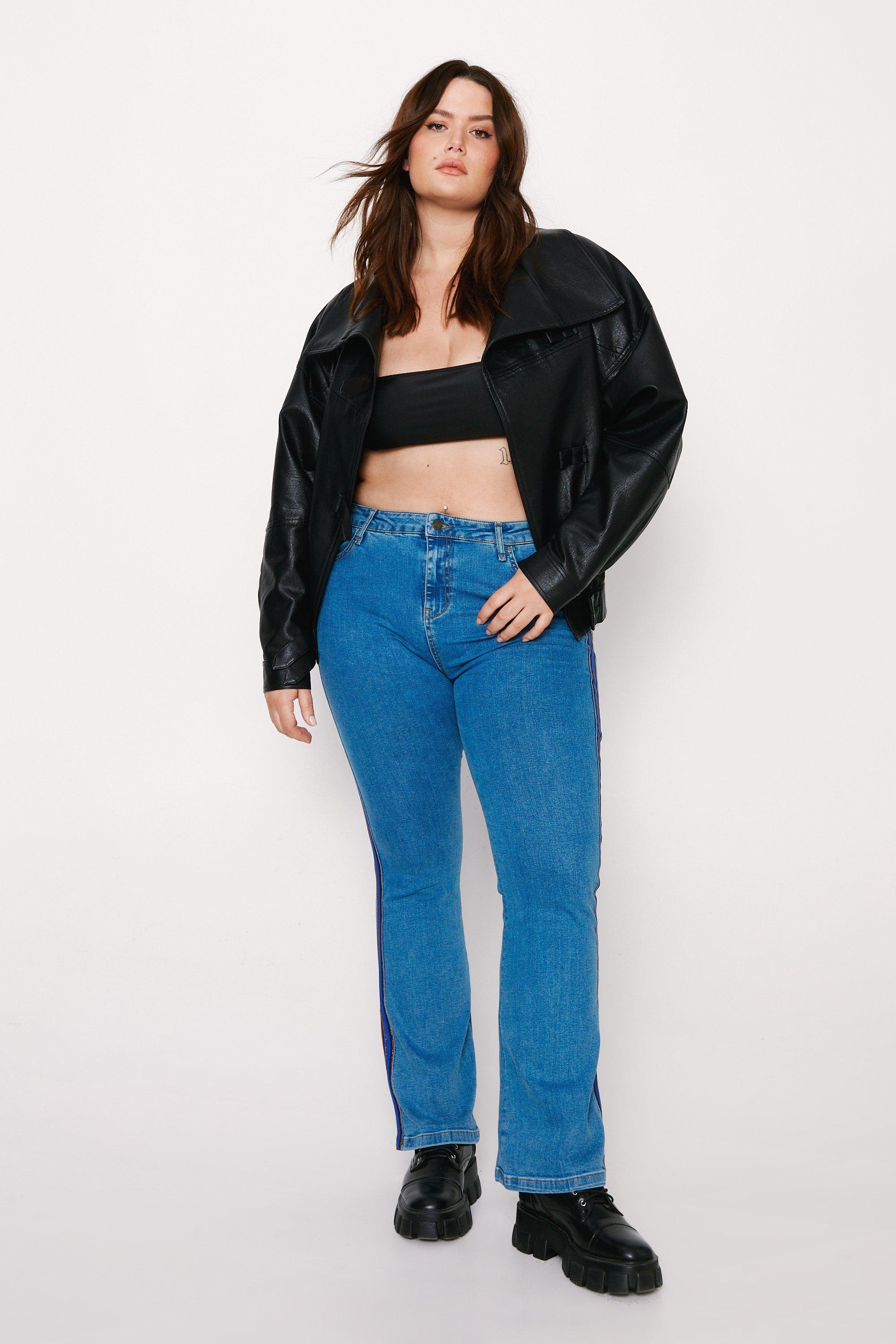 Plus size best sale denim flare jeans